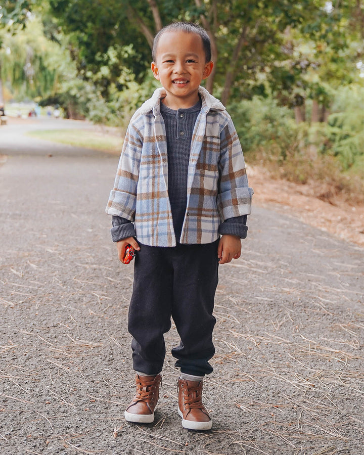 Toddler Boys Sherpa Collar Flannel Shacket