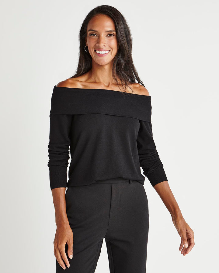 POL Dropped Shoulder Open Knit Sweater Top in Natural – June Adel
