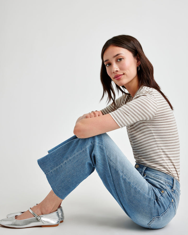 Light Wash Cropped Wide Leg Raw Hem Jean | Splendid