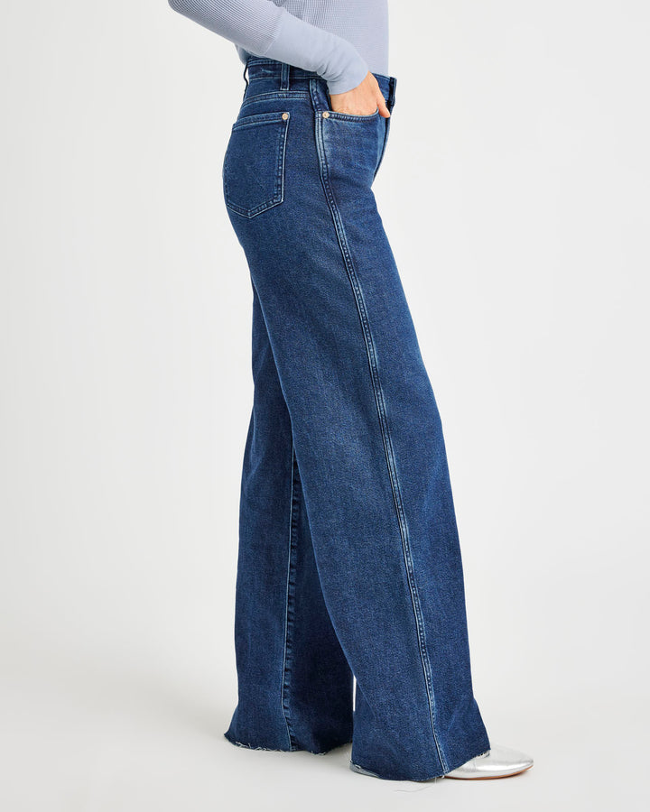 Light Wash Straight Leg Raw Hem Jean