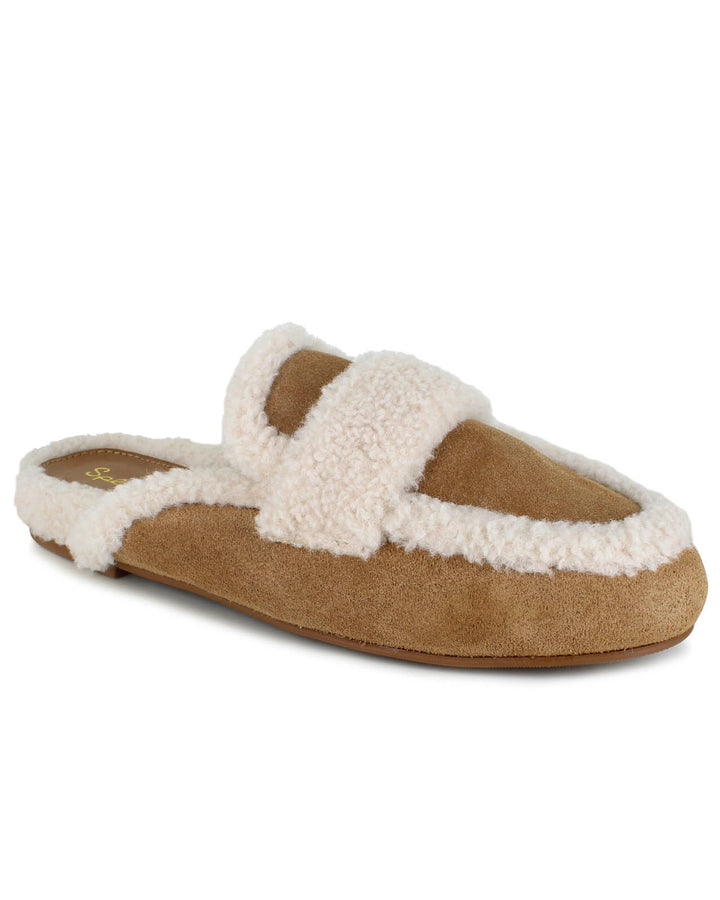 Sandra Sherpa Trim Slipper in Caramel | Splendid