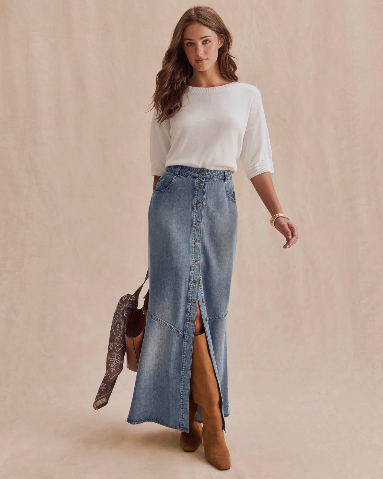 Lounge Denim Front Slit Skirt | Splendid