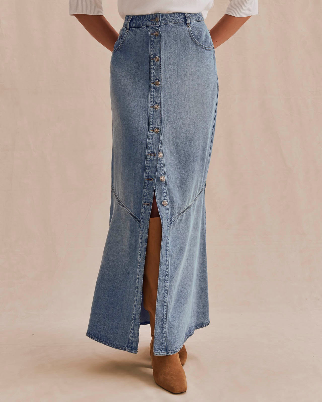 Lounge Denim Front Slit Skirt | Splendid