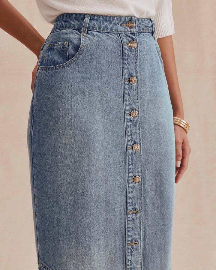 Lounge Denim Front Slit Skirt | Splendid