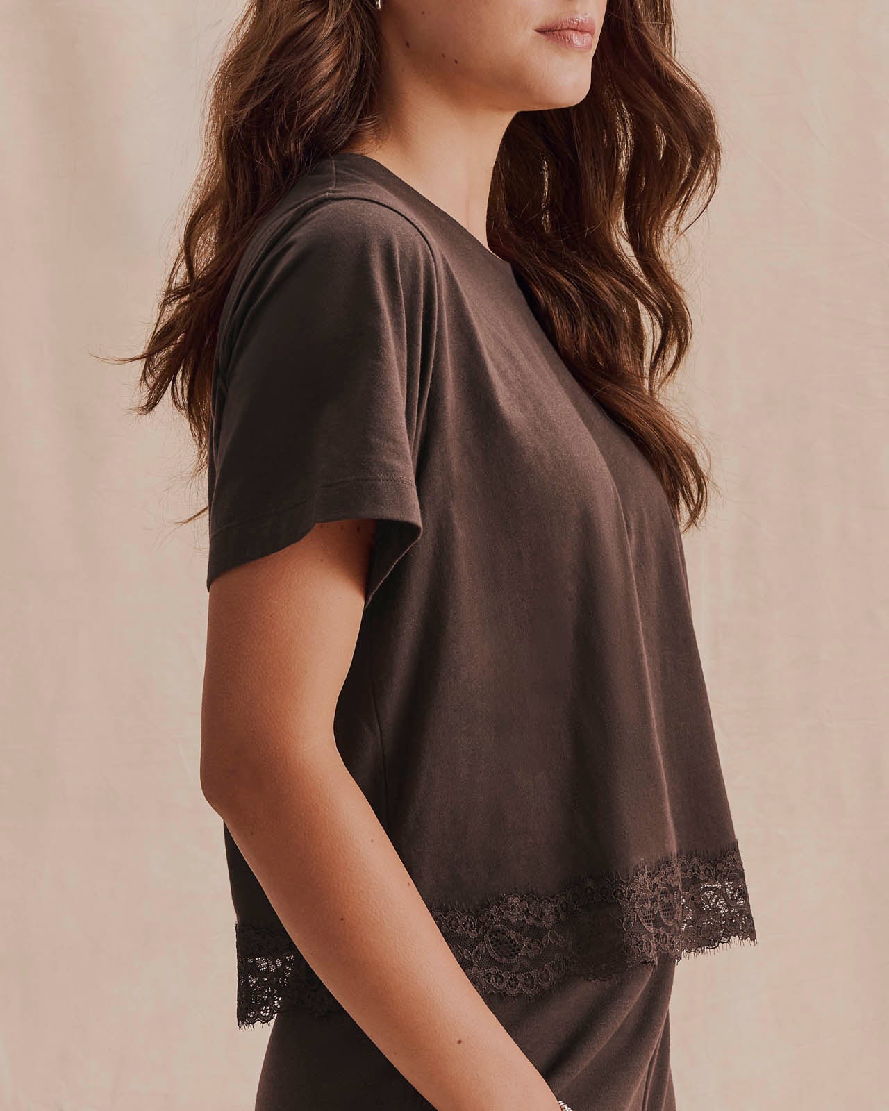 Lainey Lace Trim Short Sleeve Tee | Splendid
