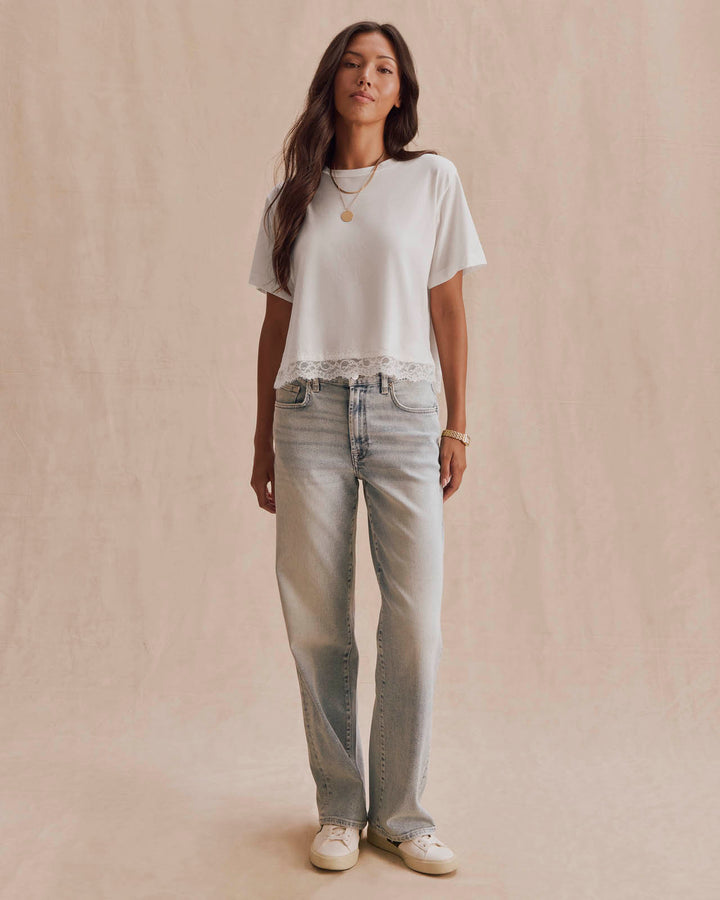 Lainey Lace Trim Short Sleeve Tee | Splendid