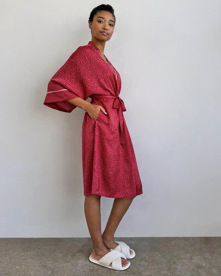 red silk robe dress Red long silk robe with frastaglio - La Perla
