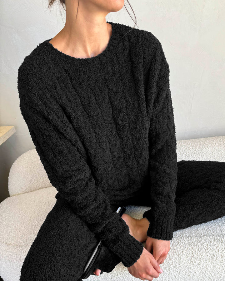 Black Cable Knit Sweater Set Splendid