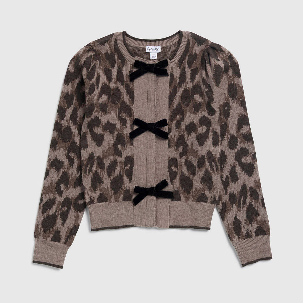 Girls Leopard Bow Cardigan