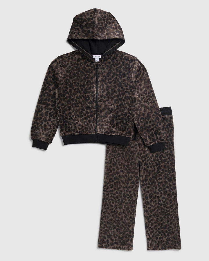 Toddler Girl Cheetah Velour Zip Up Set | Splendid