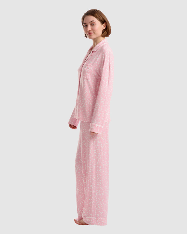 Splendid Short Sleeve Notch Collar PJ Set Washed Pink Tie Dye R85D003 -  Free Shipping at Largo Drive