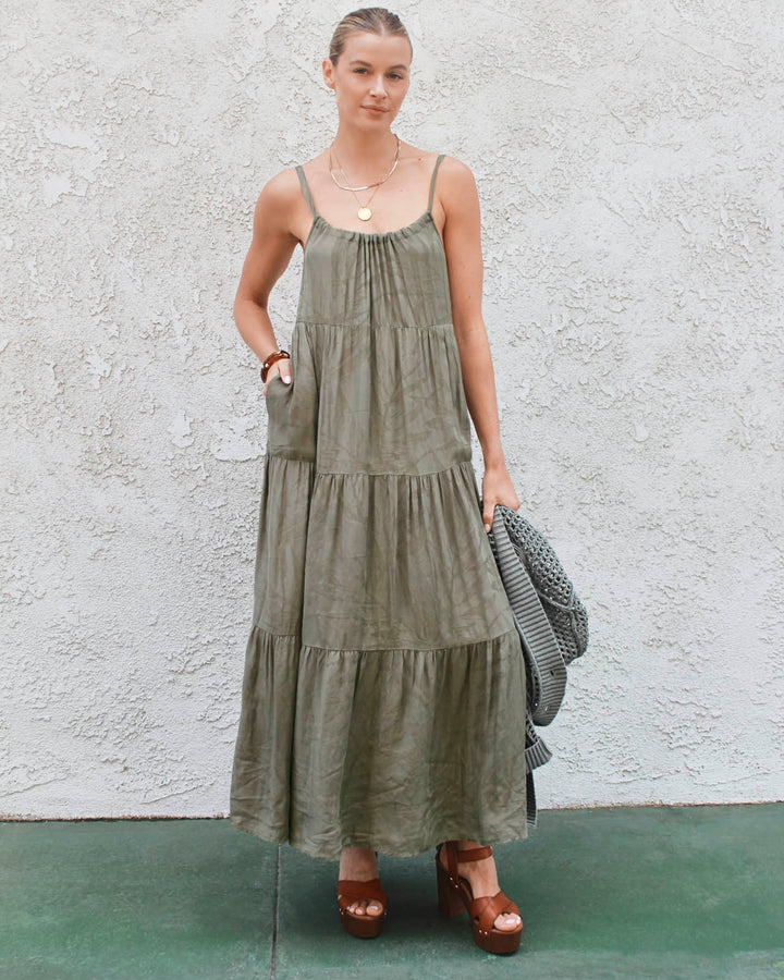 splendid green dress Splendid Maven Leaf Print Maxi Dress - Soft Green - 35% Off