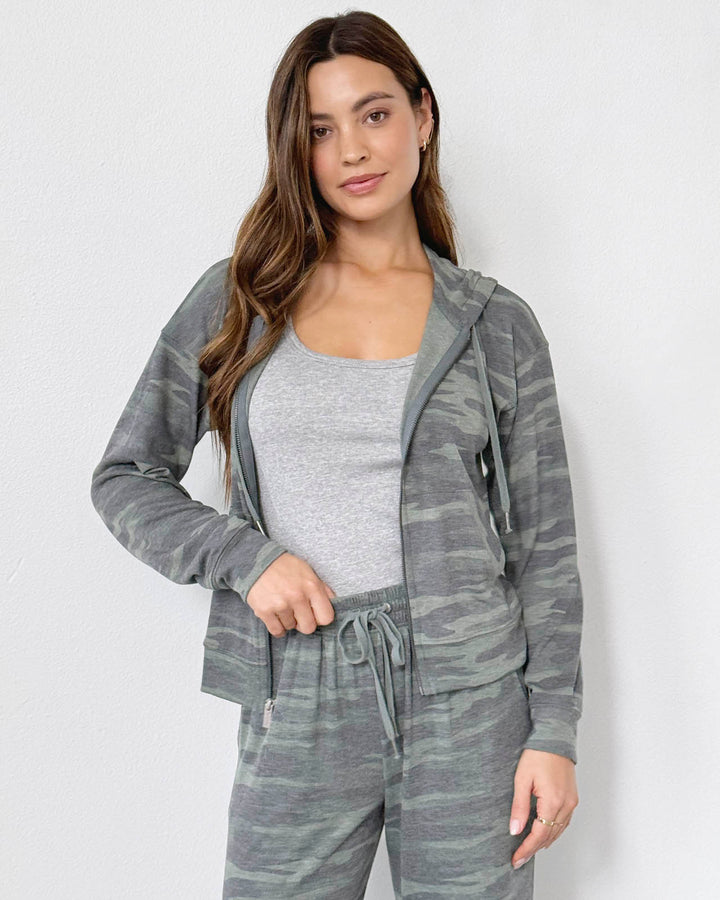 Zip Up Hoodie in Camo | Splendid