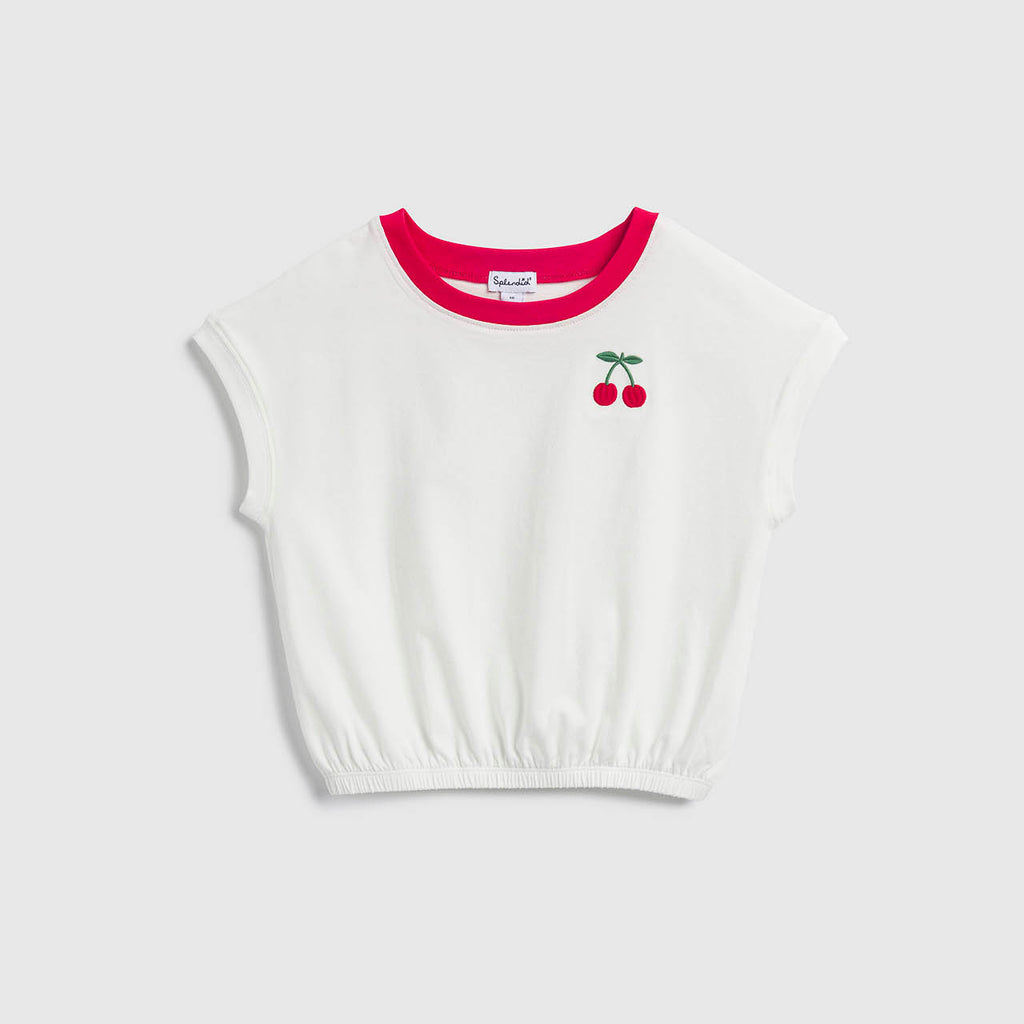 Girls Cherry Cinched Crewneck Top