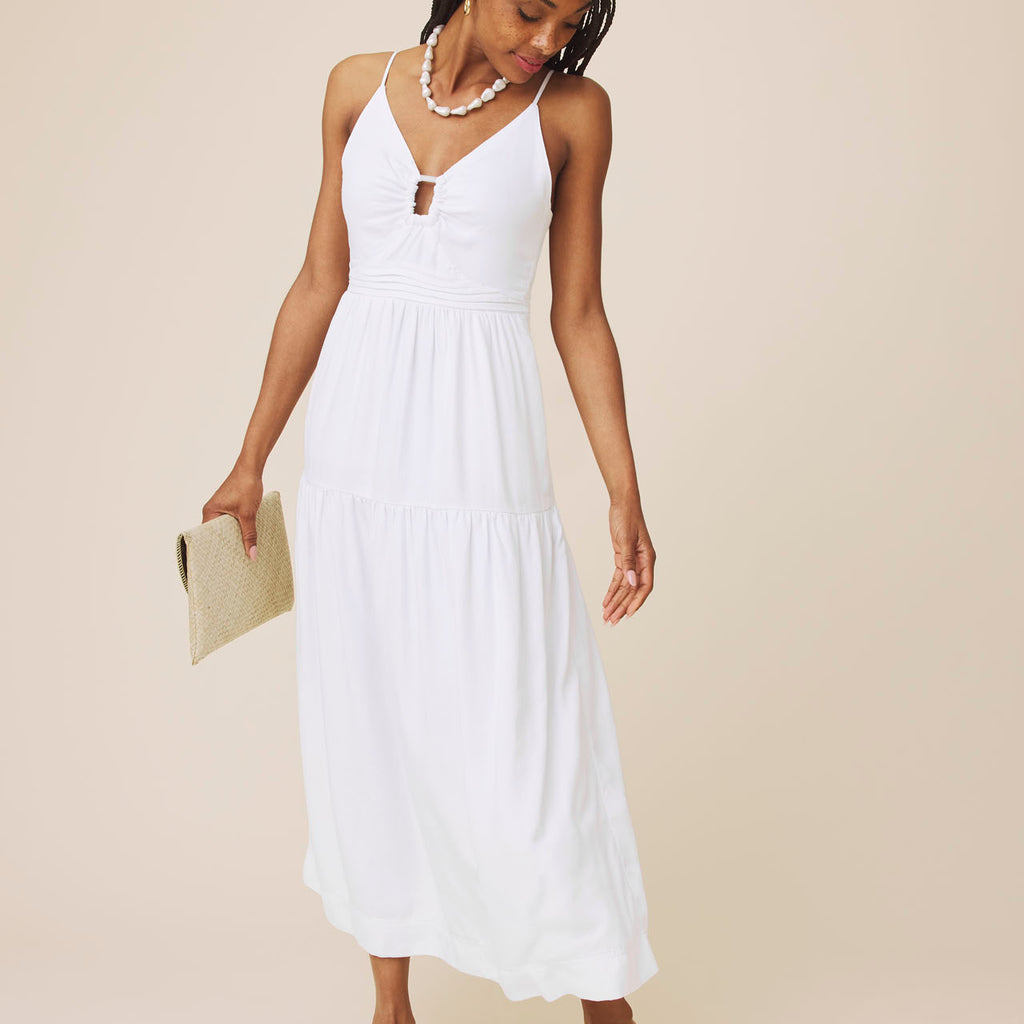 white maxi dress near me Splendid - Darcy Complete the look with Primary color:Stone Gray Wrap Dress Midi Dress size-50s