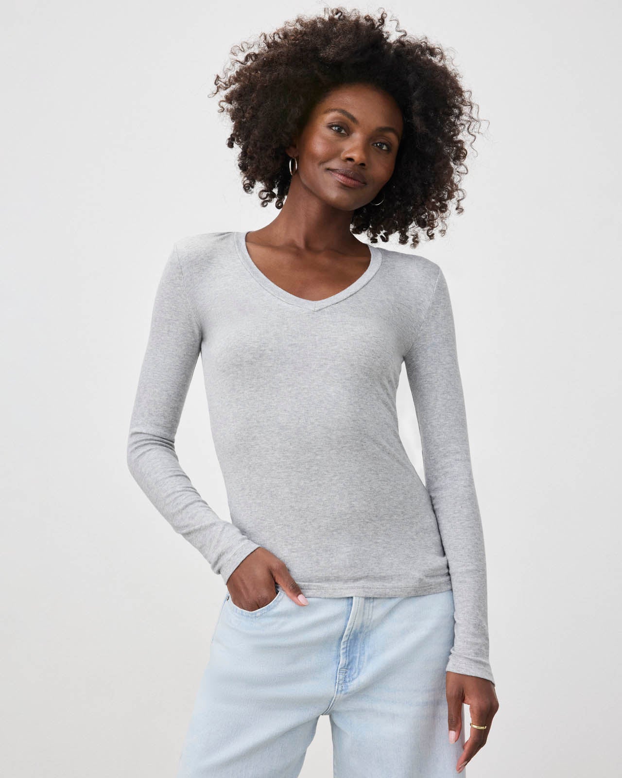 カットソー(長袖/七分) CLANE HEAVY RIB V NECK Valley Rib V-Neck