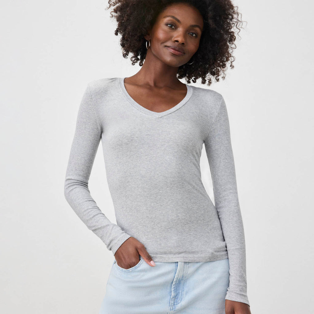 100% Organic Cotton Slub V-Neck Tee in Storm Blue 100% Organic Cotton Slub V-Neck Tee in Storm Blue
