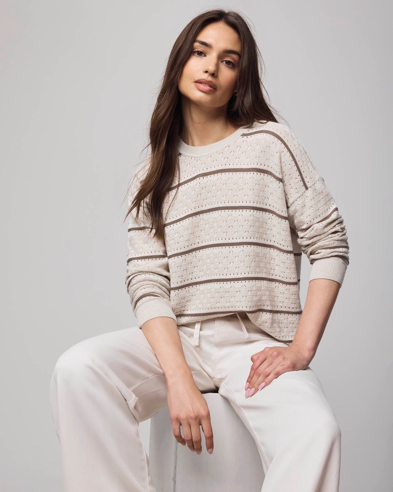 Georgie Cashblend Stripe Pointelle Sweater | Splendid