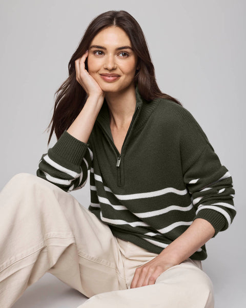 トップス THE TOE Haringey pullover Georgie Stripe Quarter Zip Sweater | Splendid