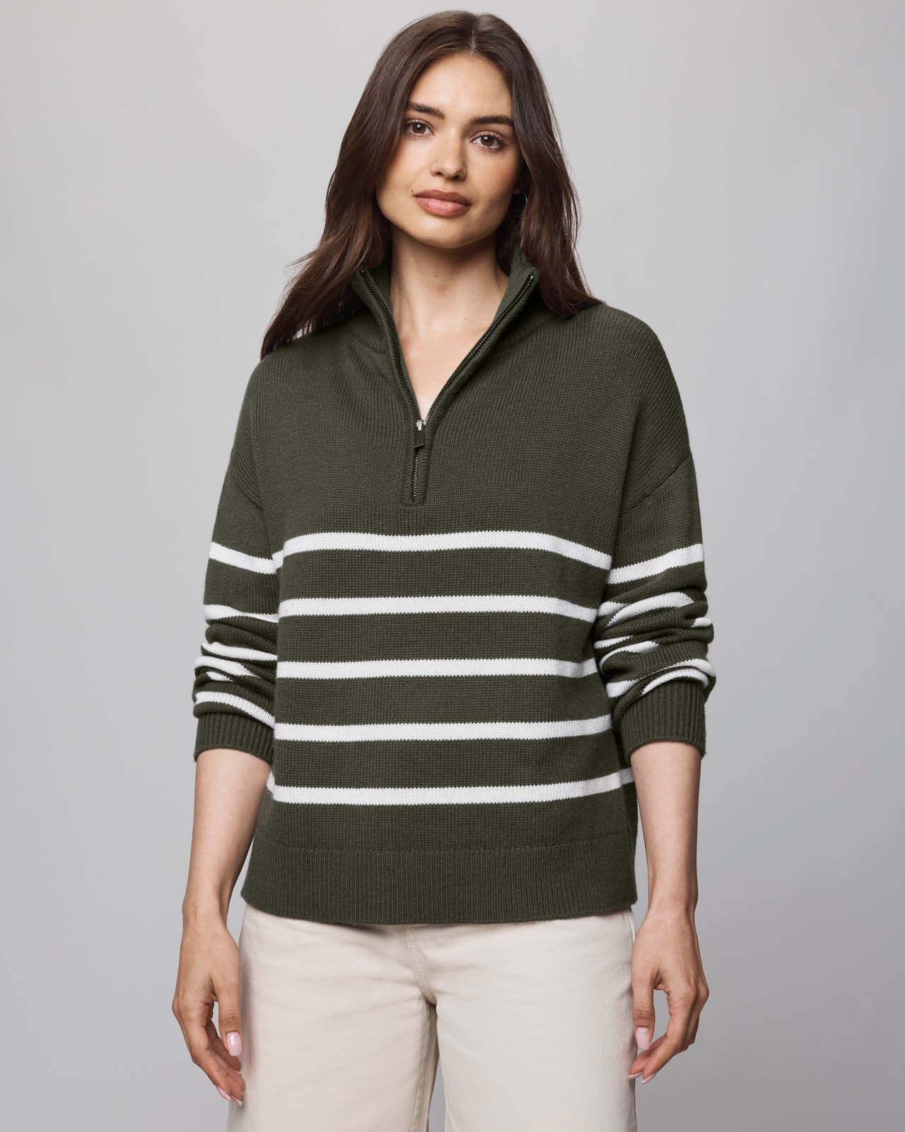 Georgie Stripe Quarter Zip Sweater | Splendid