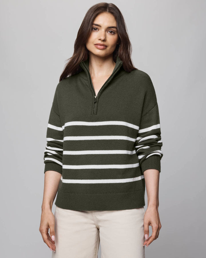 Georgie Stripe Quarter Zip Sweater | Splendid