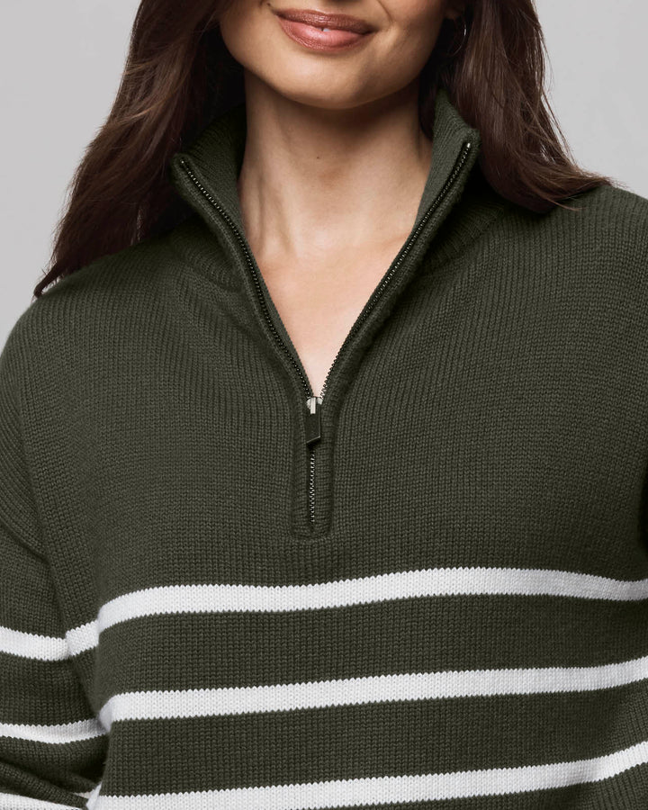 Georgie Stripe Quarter Zip Sweater | Splendid
