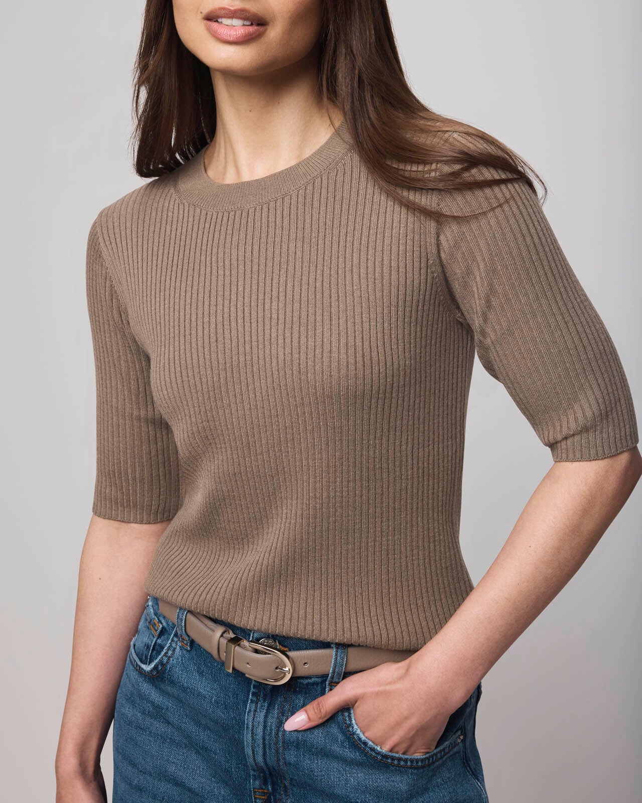 トップス NKNIT bent elbow wool KNIT Brown size2 bent elbow wool KNIT – NKNIT