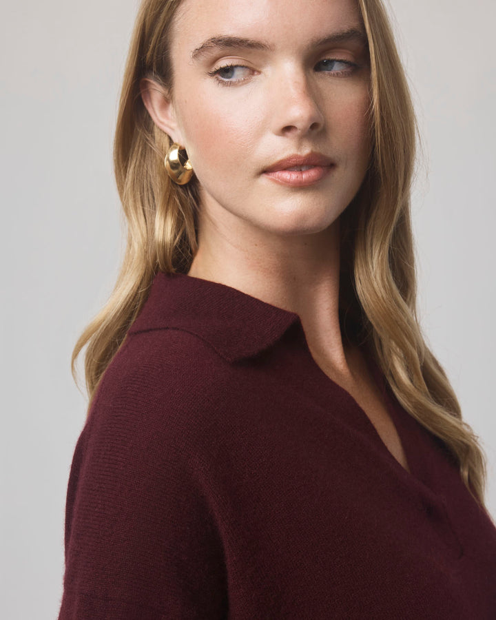 トップス Cashmere Middle Gauge Polo Collar Sweate haven Cashmere Middle Gauge Polo Collar Sweater Grey Sale | Clothing