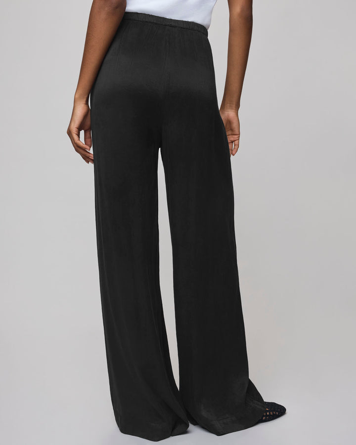 パンツ frey SATIN WATER PANTS Black Black satin straight pants – DESTREE