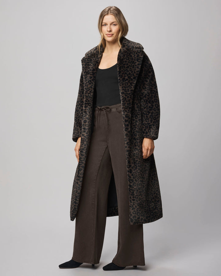 Lucia Long Fur Leopard Coat | Splendid