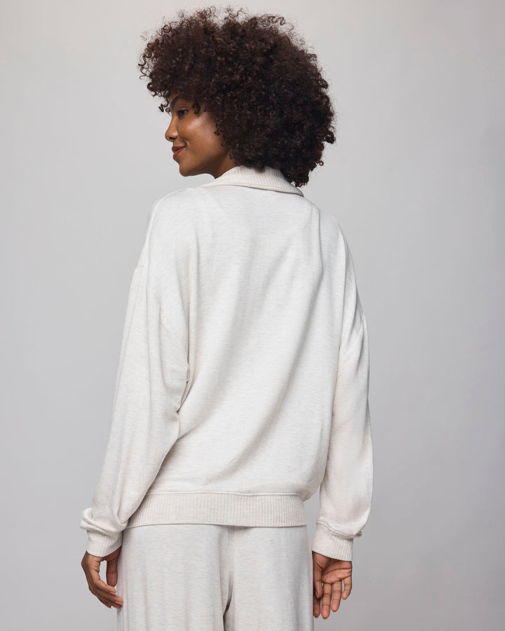 epine é frill zip sweat blouson COLLAN ZIP COLLAR SWEATSHIRT - FONDENTE BROWN 19oz. ALL COTTON