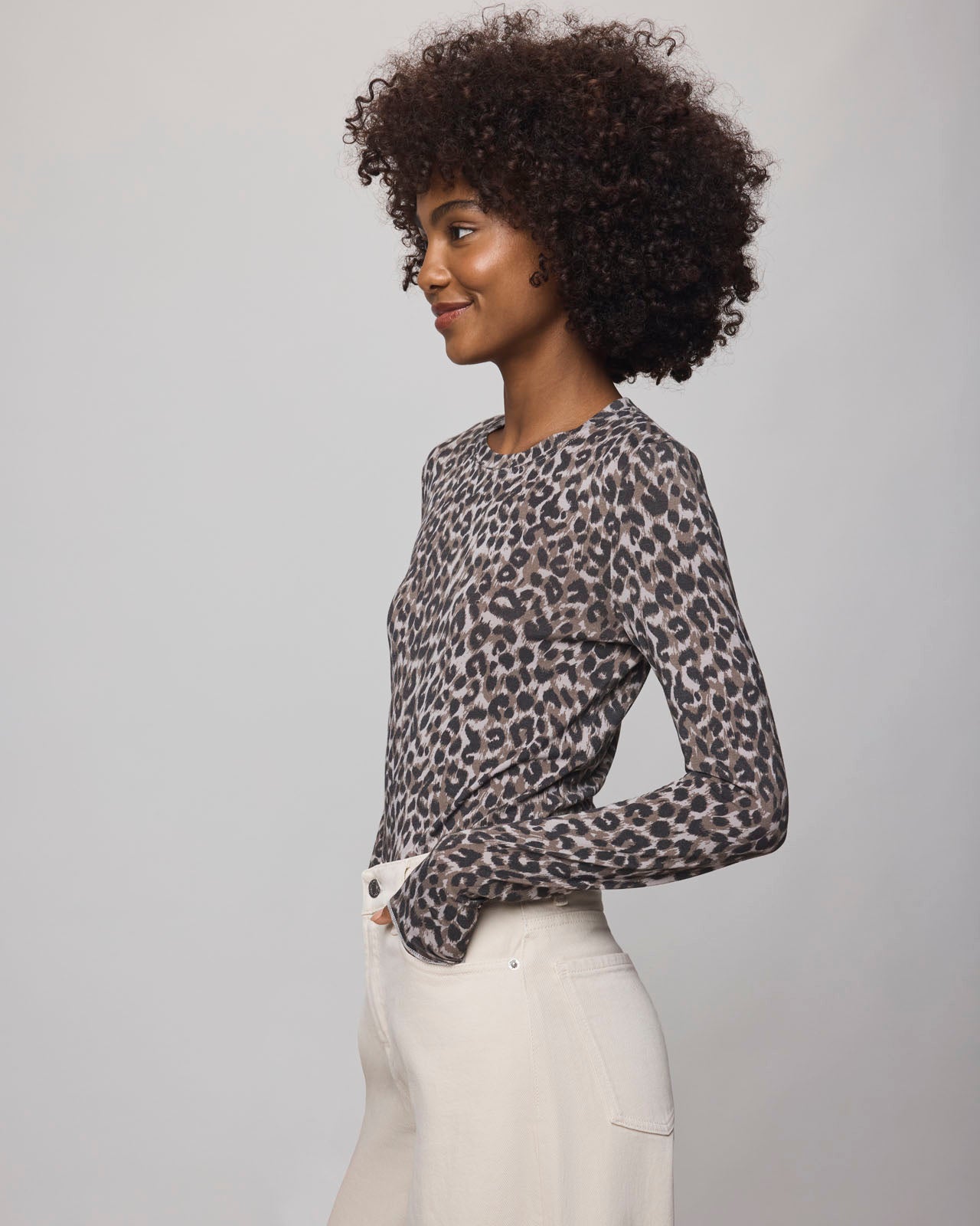 Leopard Bamboo Blend Long Sleeve Tee | Splendid