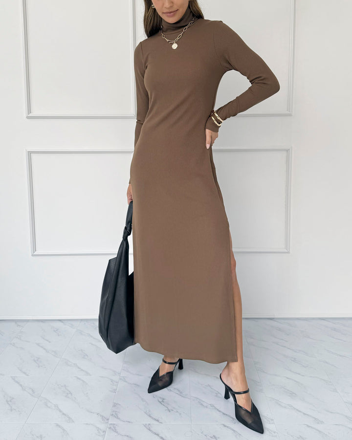 brown turtleneck dress Splendid x @Cellajaneblog Rib Turtleneck Dress