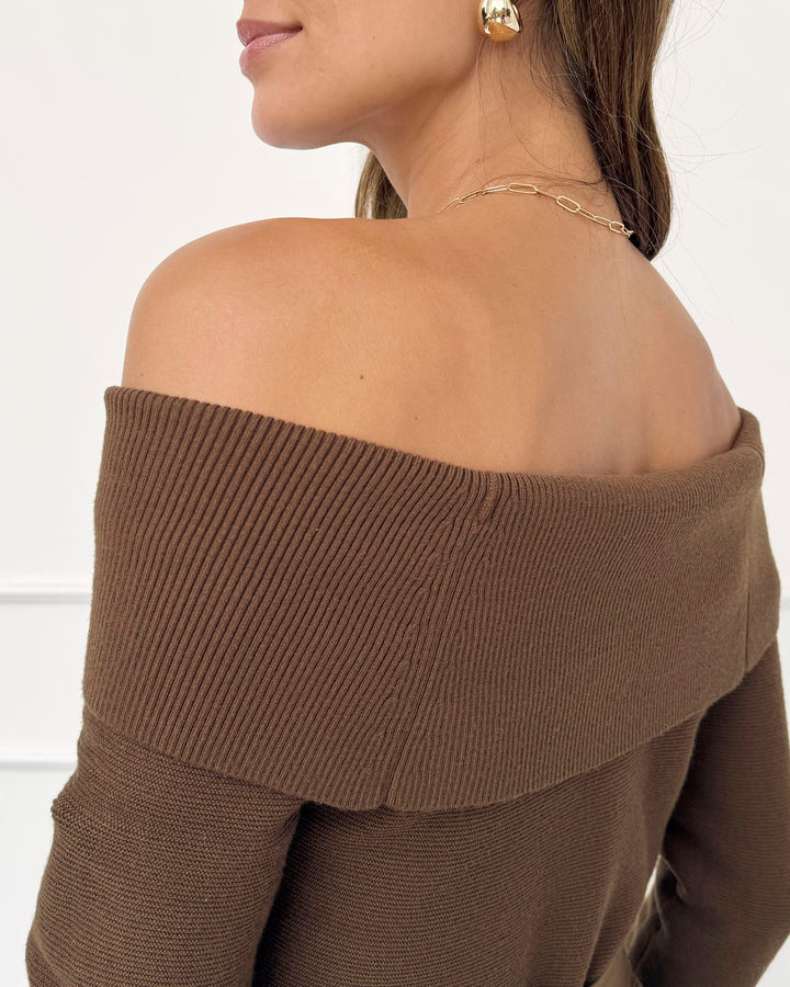 Splendid x @cellajaneblog Off-the-Shoulder Women Sweater Dress - Truffle Splendid x @cellajaneblog Off-the-Shoulder Women Sweater Dress - Truffle