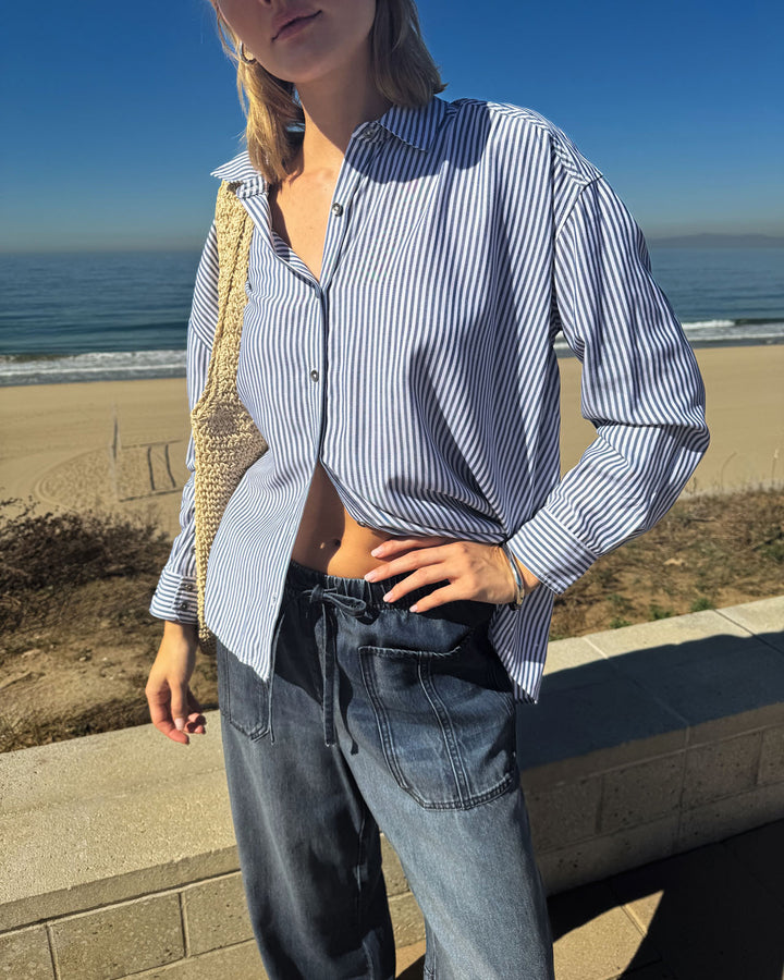 Ella Navy Stripe Button Down | Splendid