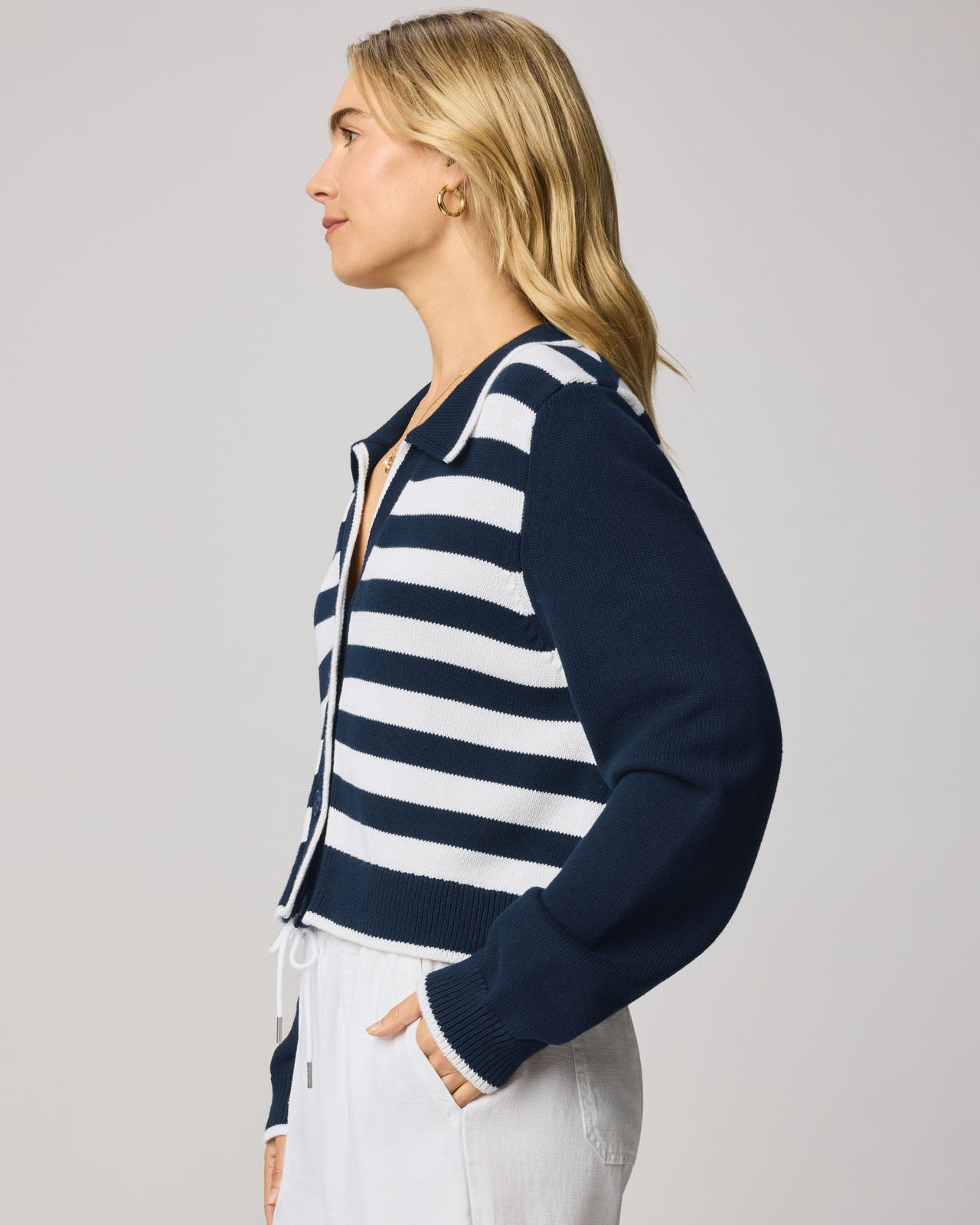 Nicolette Striped Polo Cardigan | Splendid