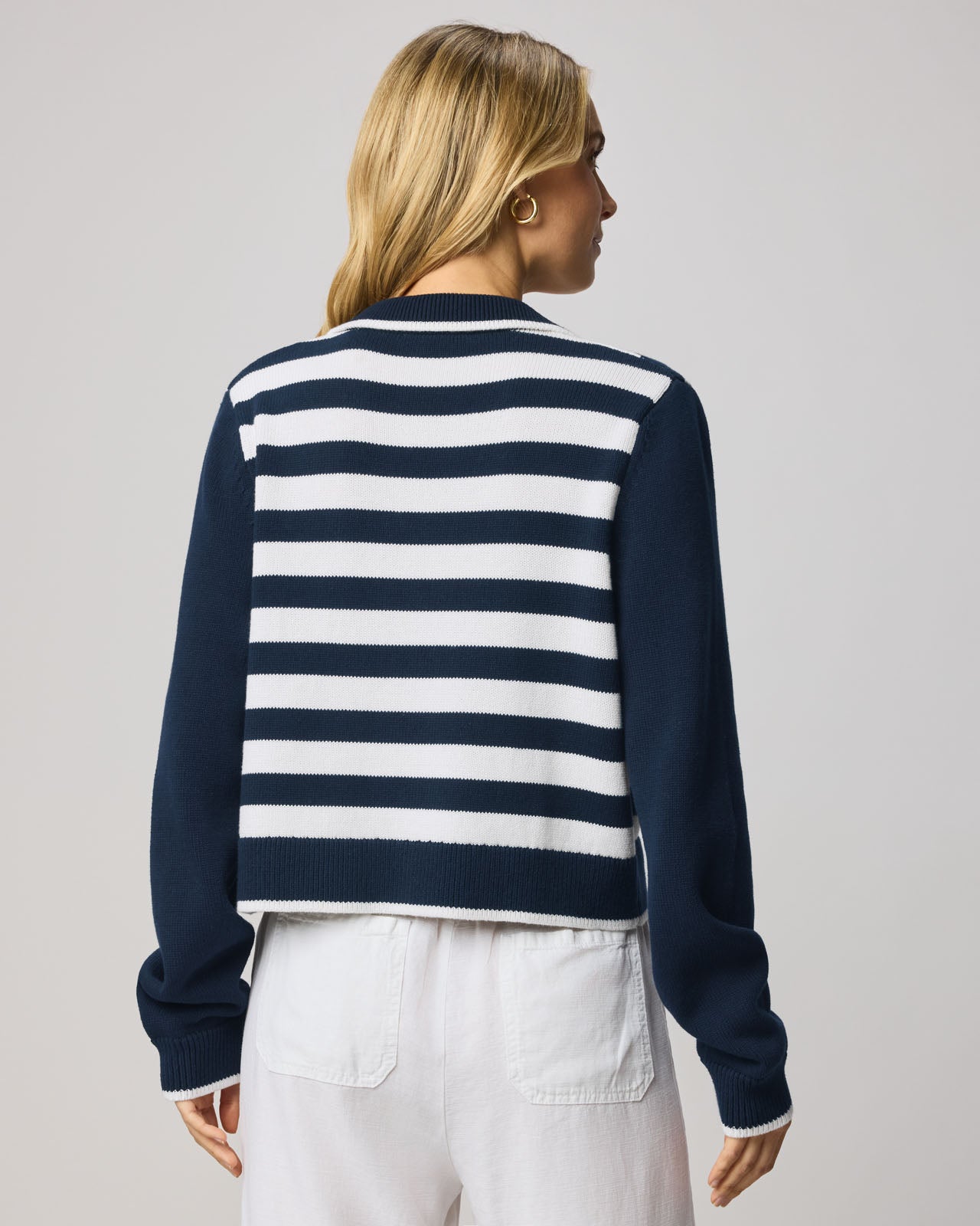 Nicolette Striped Polo Cardigan | Splendid