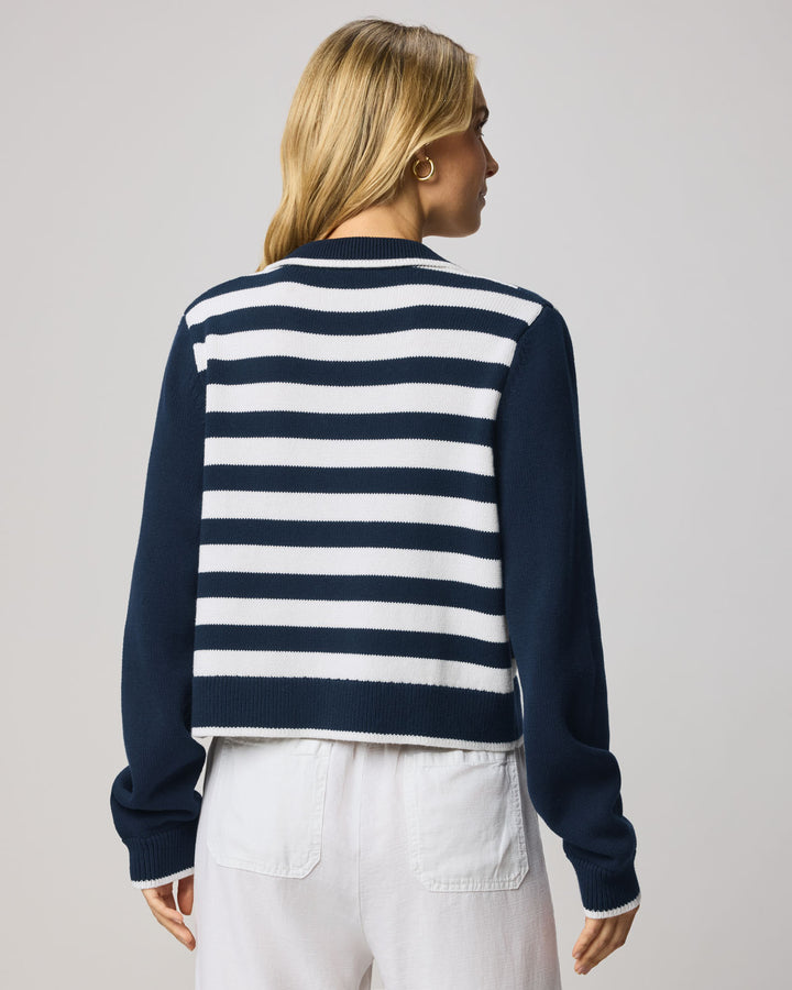 Nicolette Striped Polo Cardigan | Splendid