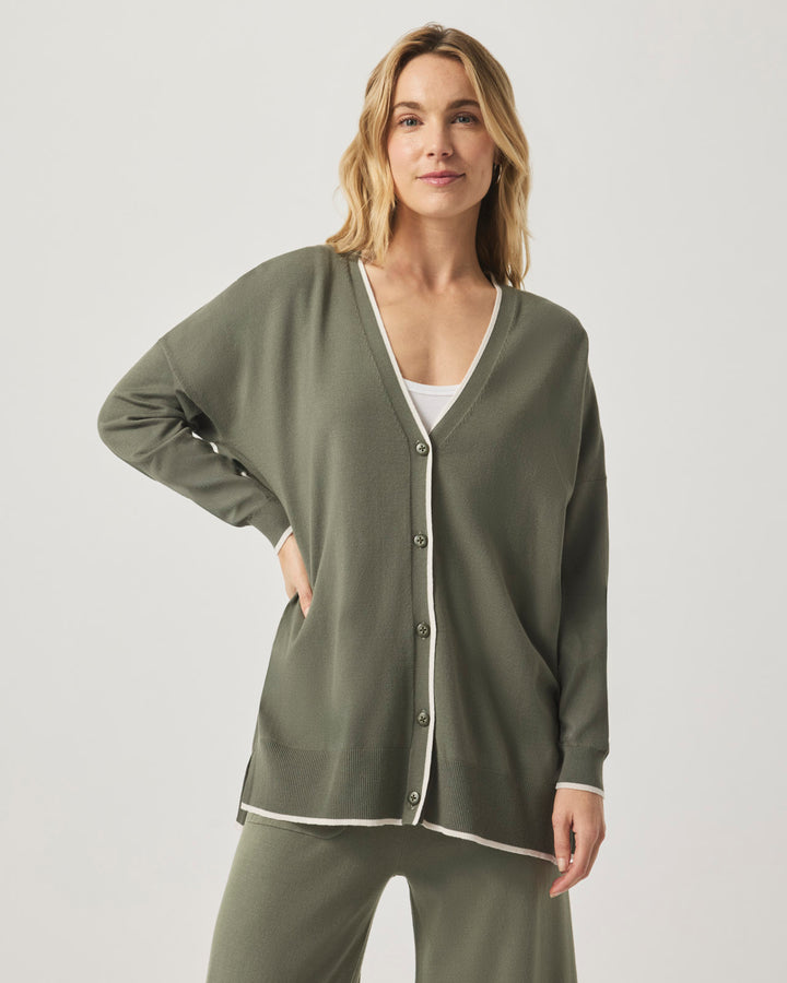 Jacira Plaid Cardigan in Russet | Veronica Beard