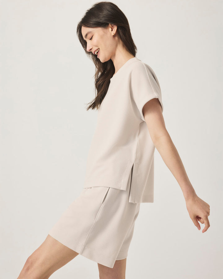 Waffle Scuba Short Sleeve Sweatshirt | Splendid