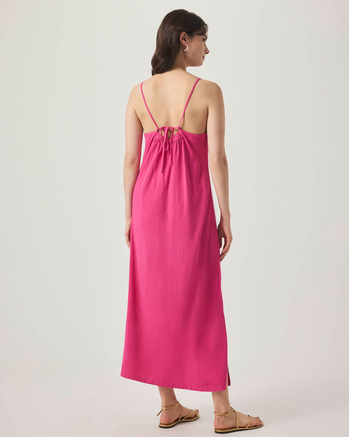 vrg grl behati linen camisole maxi dress in dusty pink Long Light-Pink Bridesmaid Dresses with Flounced Sleeves – loveangeldress