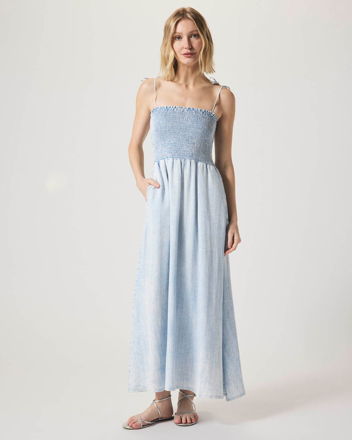 Indigo Tie Strap Dress - Bleached Indigo / XS / RS5D470 Indigo Tie Strap Dress - Bleached Indigo / XS / RS5D470