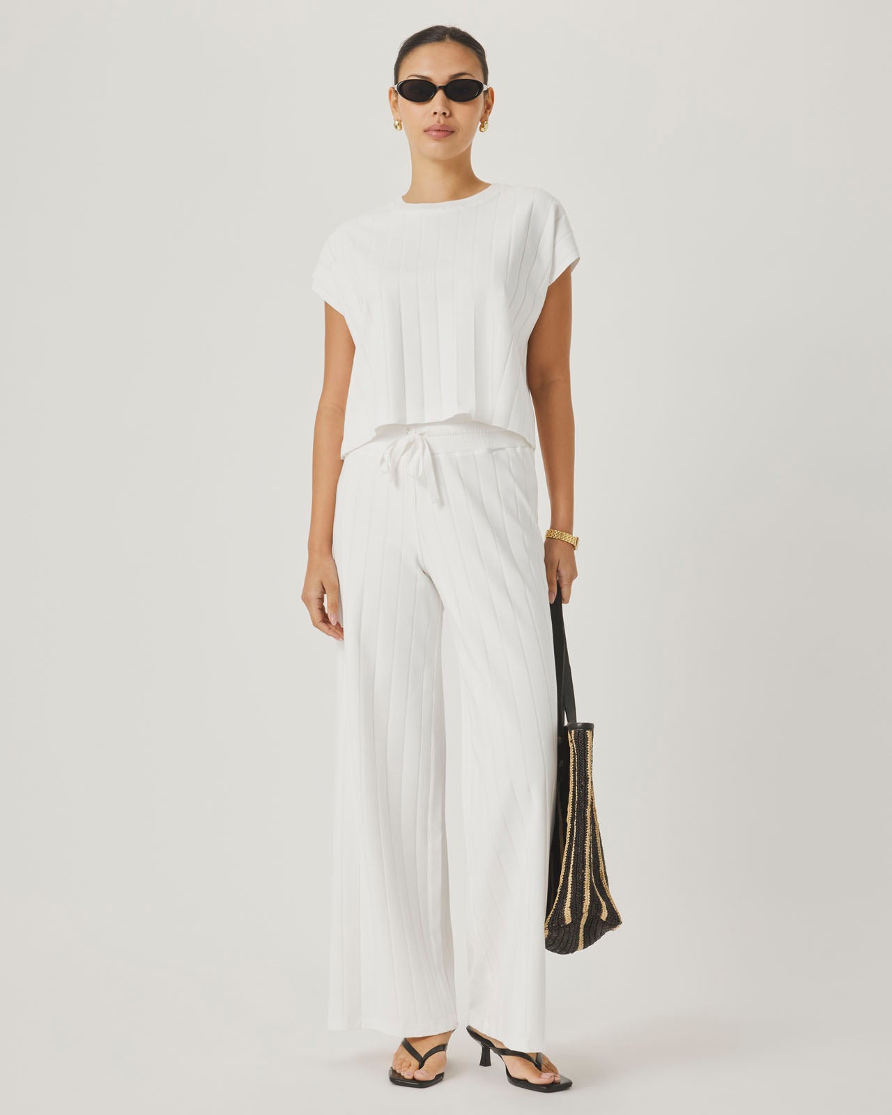 Splendid x @Cellajaneblog Wide Rib Pant in White | Splendid