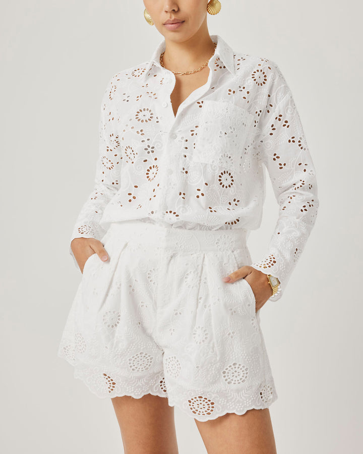 Splendid x @Cellajaneblog Eyelet Short in White | Splendid