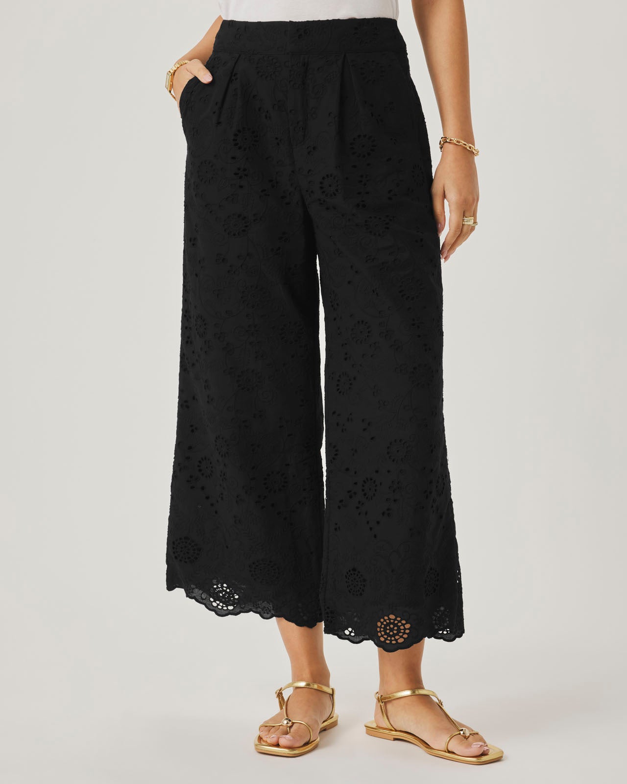 Splendid x @Cellajaneblog Eyelet Pant in Black | Splendid