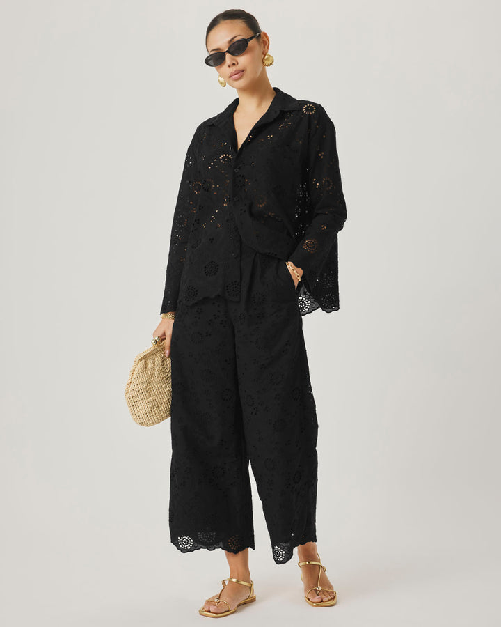 Splendid x @Cellajaneblog Eyelet Pant in Black | Splendid