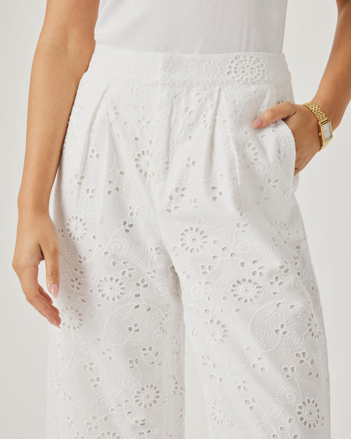 Splendid x @Cellajaneblog Eyelet Pant in White | Splendid