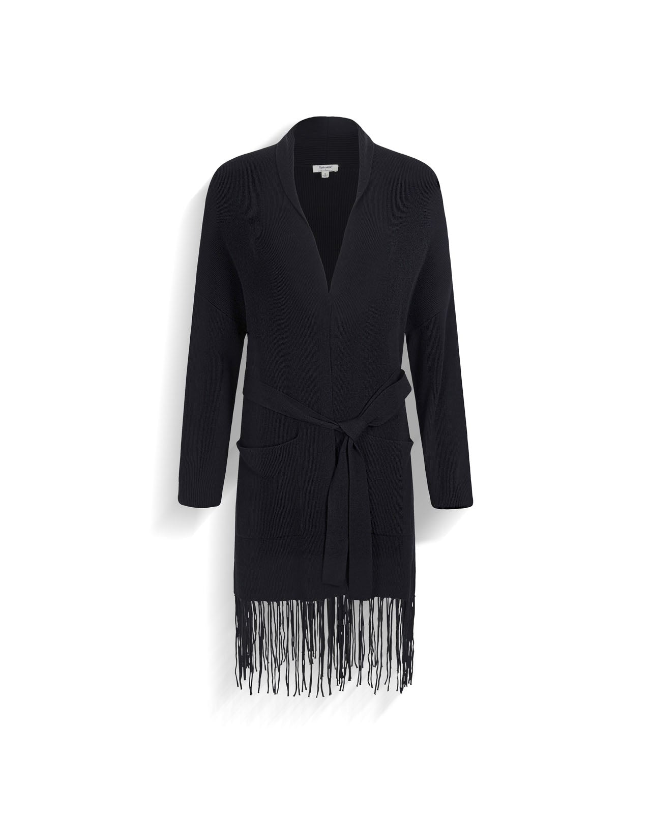 Splendid x @Cellajaneblog Fringe Open Cardi in Black | Splendid
