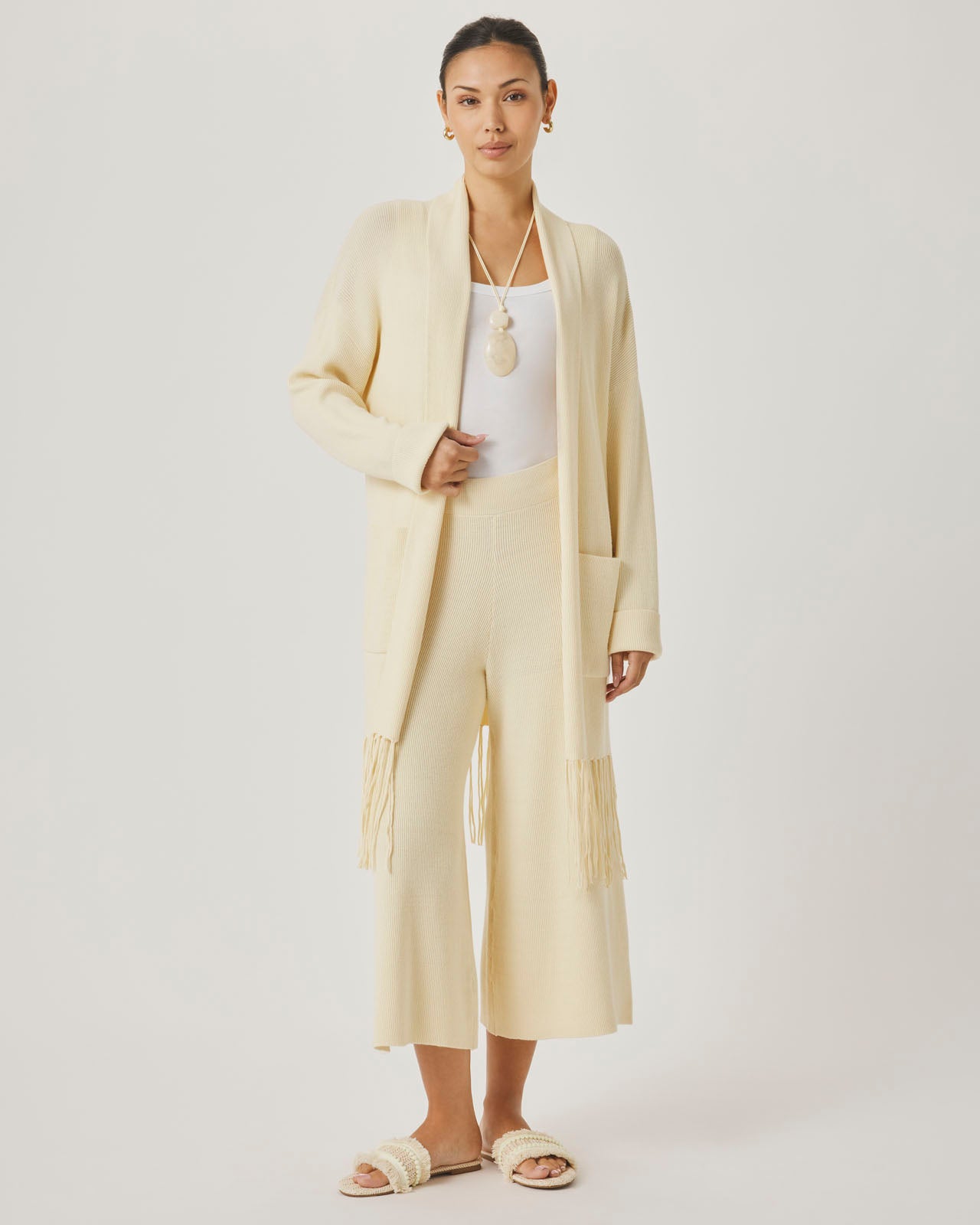 Splendid x @Cellajaneblog Fringe Open Cardi in Daybreak | Splendid