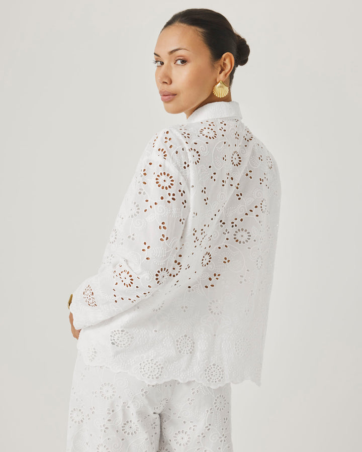 Splendid x @Cellajaneblog Eyelet Button Down in White | Splendid